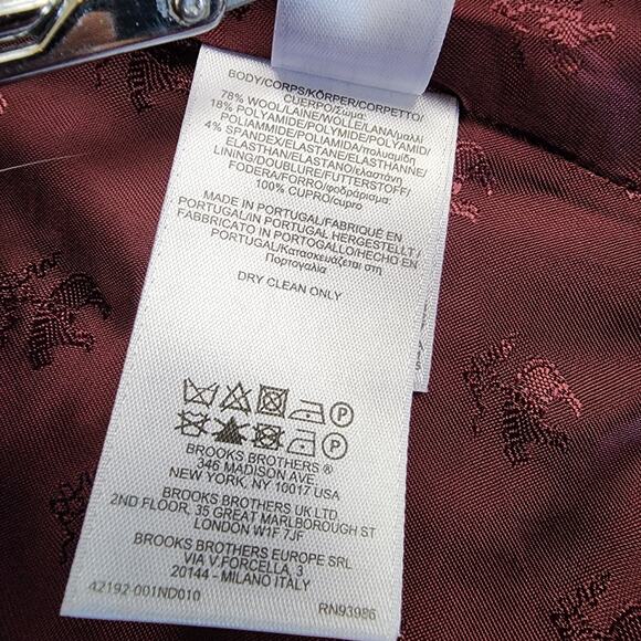 Brooks Brothers Blazer Women 14 Maroon Italy Wool Blend Lined Jacket Career Coat - Picture 16 of 16